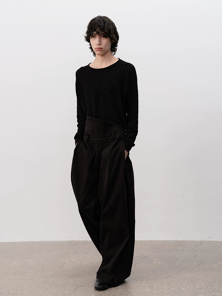 JCAESAR Waist-turned Pleated Straight-leg Slacks