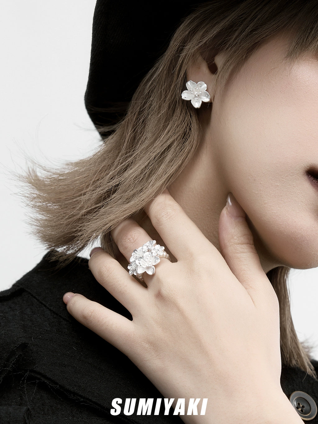 SUMIYAKI Sakura Three-dimensional Flower Earrings