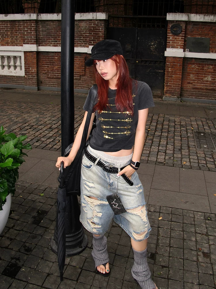 EAHO Shoulder Casual Versatile Tee