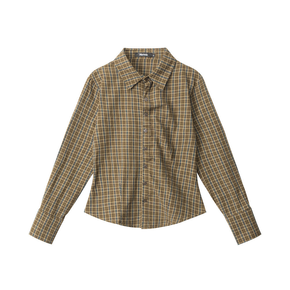 Nariele Plaid Slim Skinny Long Sleeve Shirt