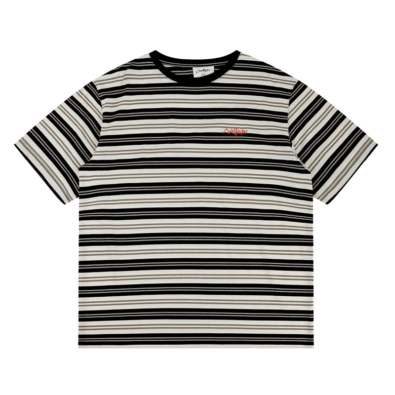 CoosRetro Retro Bag Embroidery Logo Embroidery Striped Tee