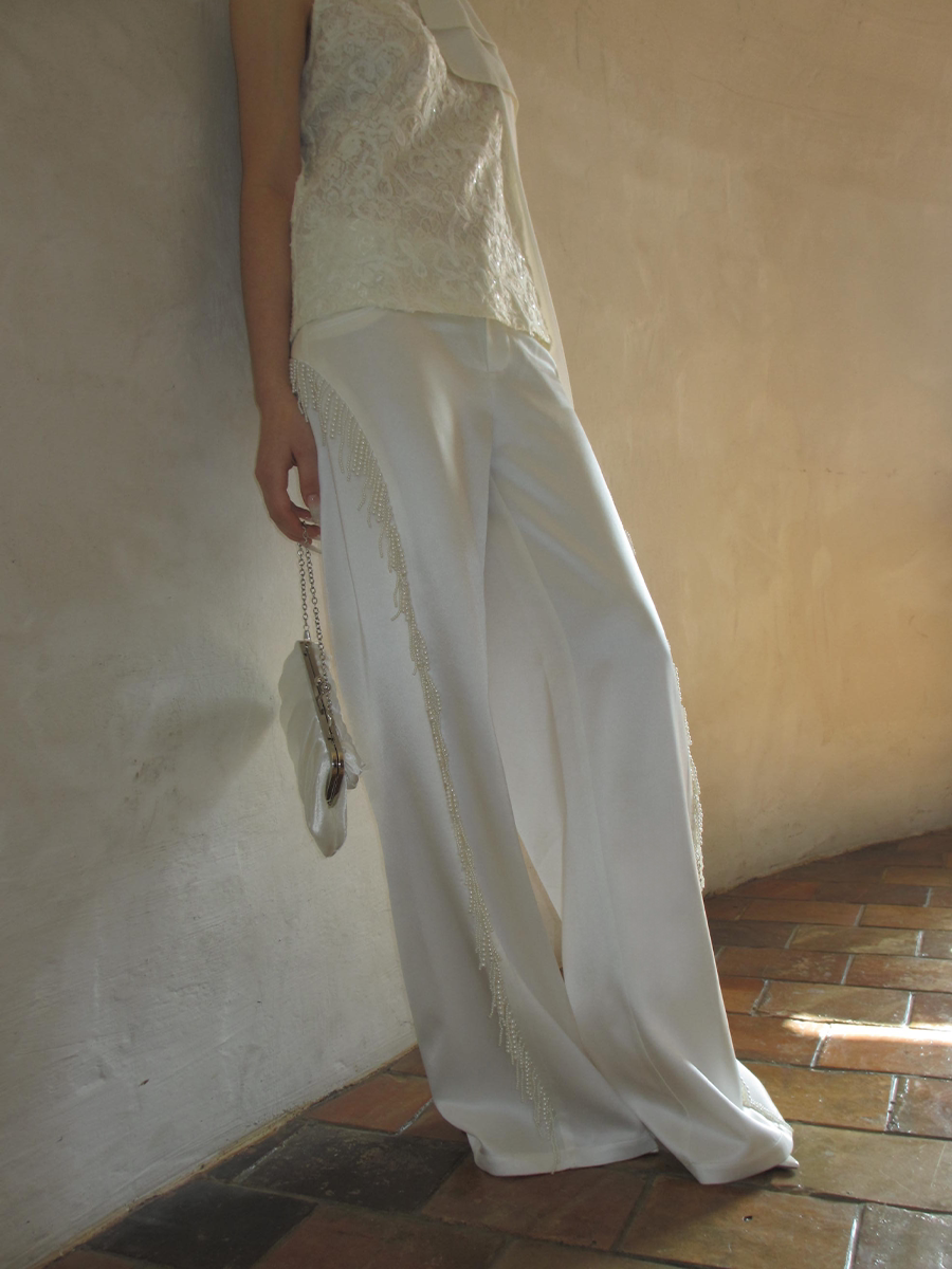 J TheChosen Pearl Irregular Fringed Loose Straight Pants