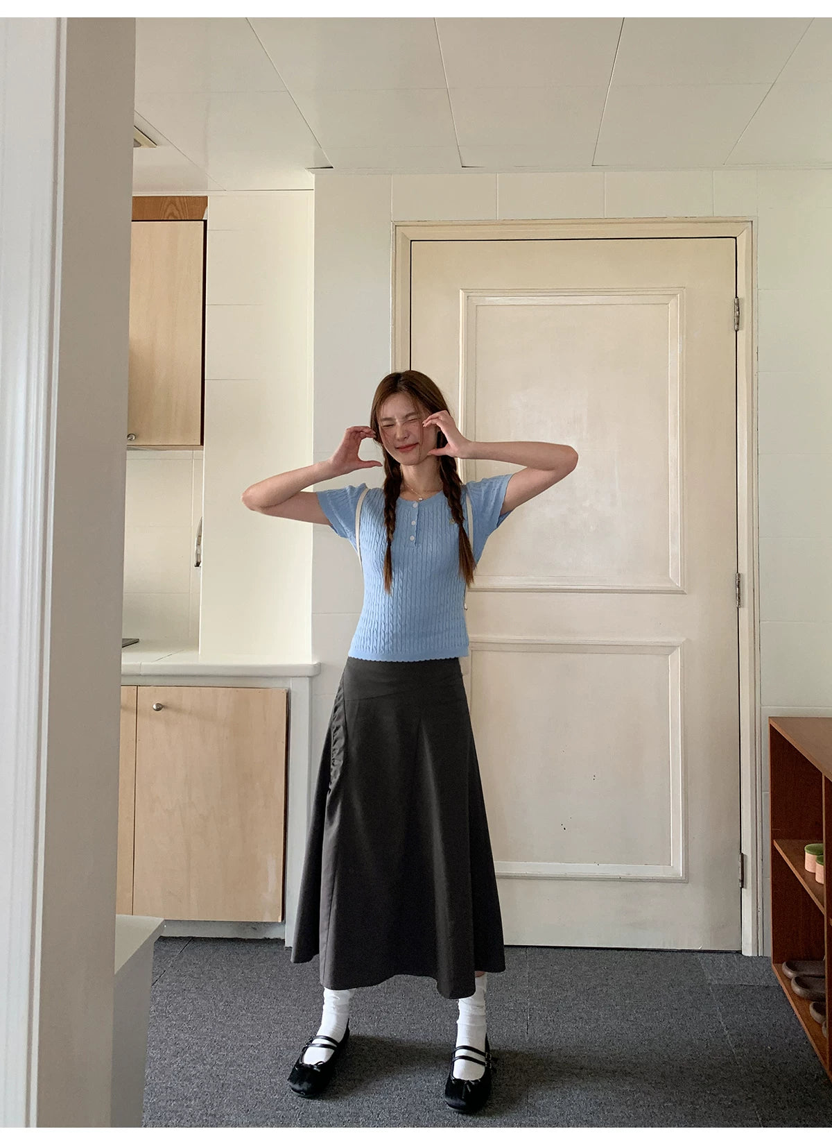 KANO Pleated Stitching Skirt