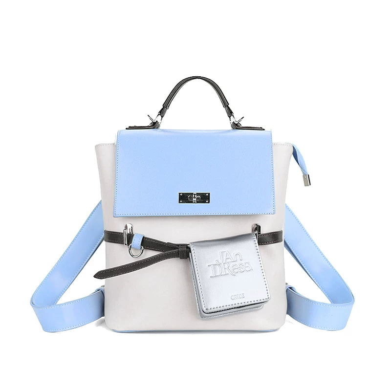 JANDRESS Vintage College Belt Decorative Contrast Backpack