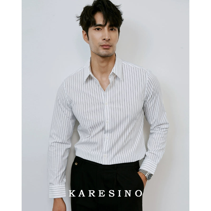 KARESINO Anti-wrinkle Slim-fit Striped Shirt
