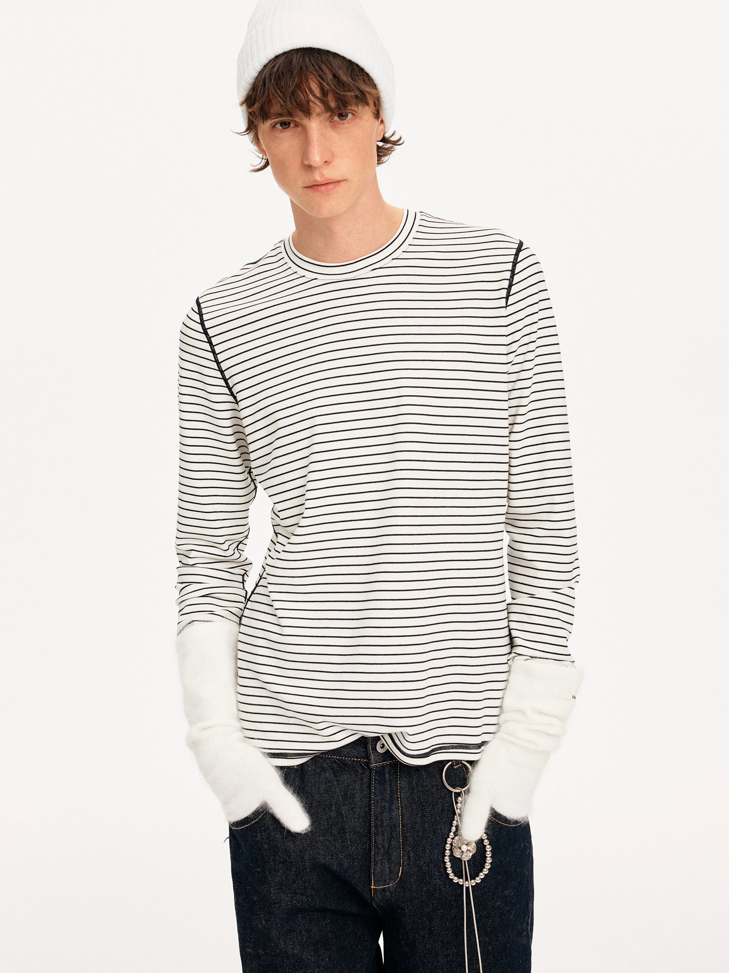 MADWITCH Contrast Stripes Casual Jane Long Sleeves