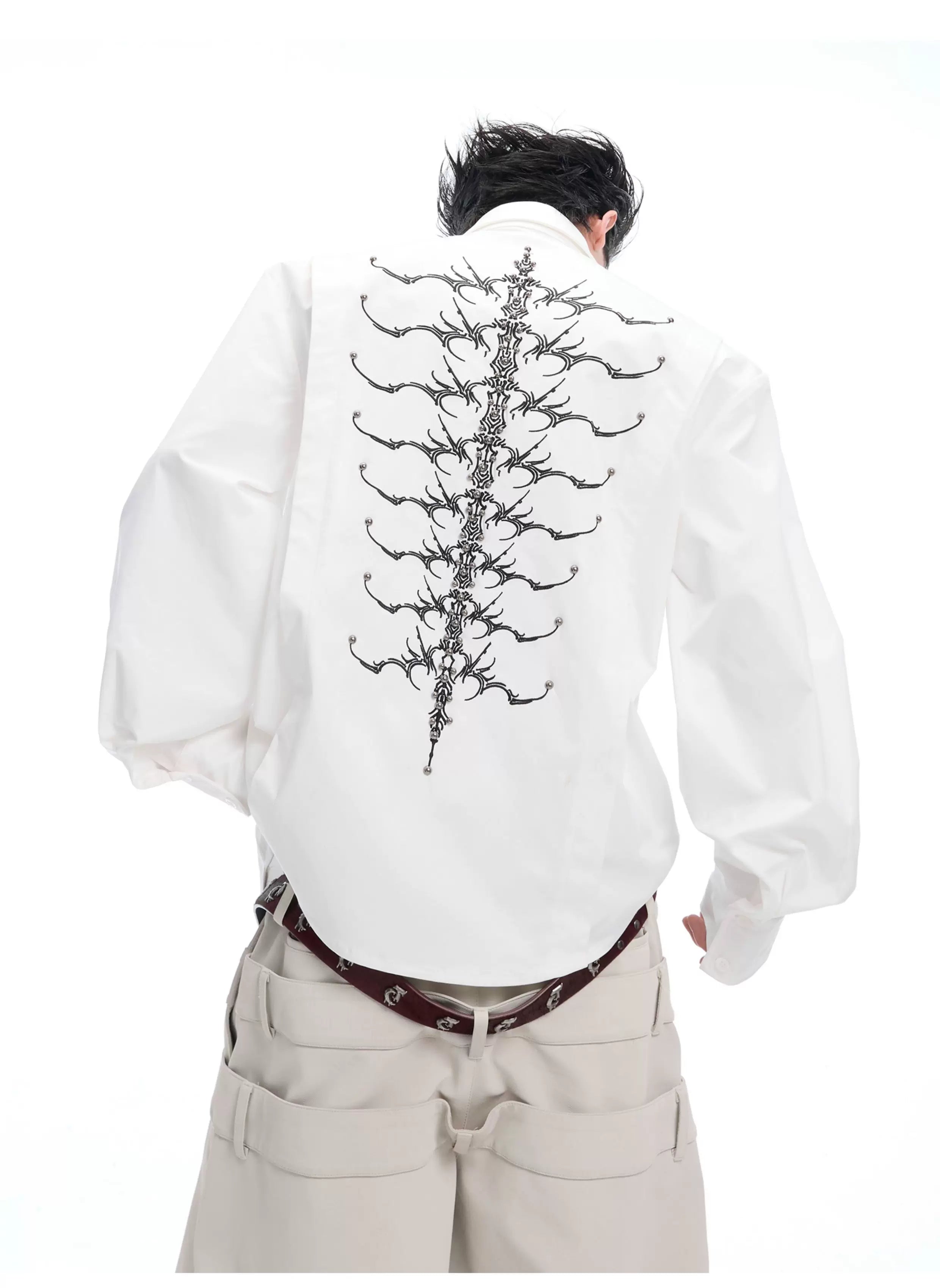 ArguECulturE Niche Embroidered Riveted Long-sleeved Shirt