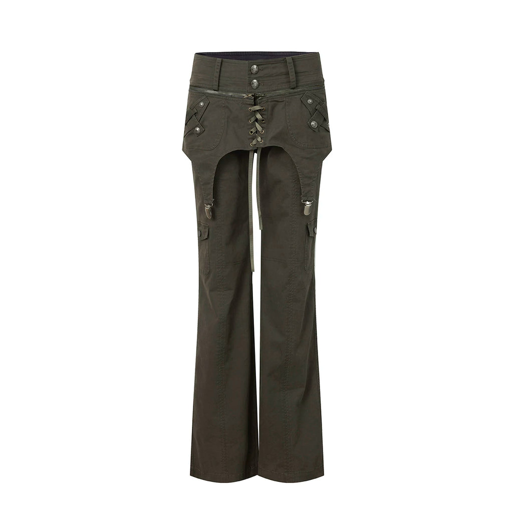 DoublePunch Stacked Skirt Cotton Washing Water Old Straight Overalls