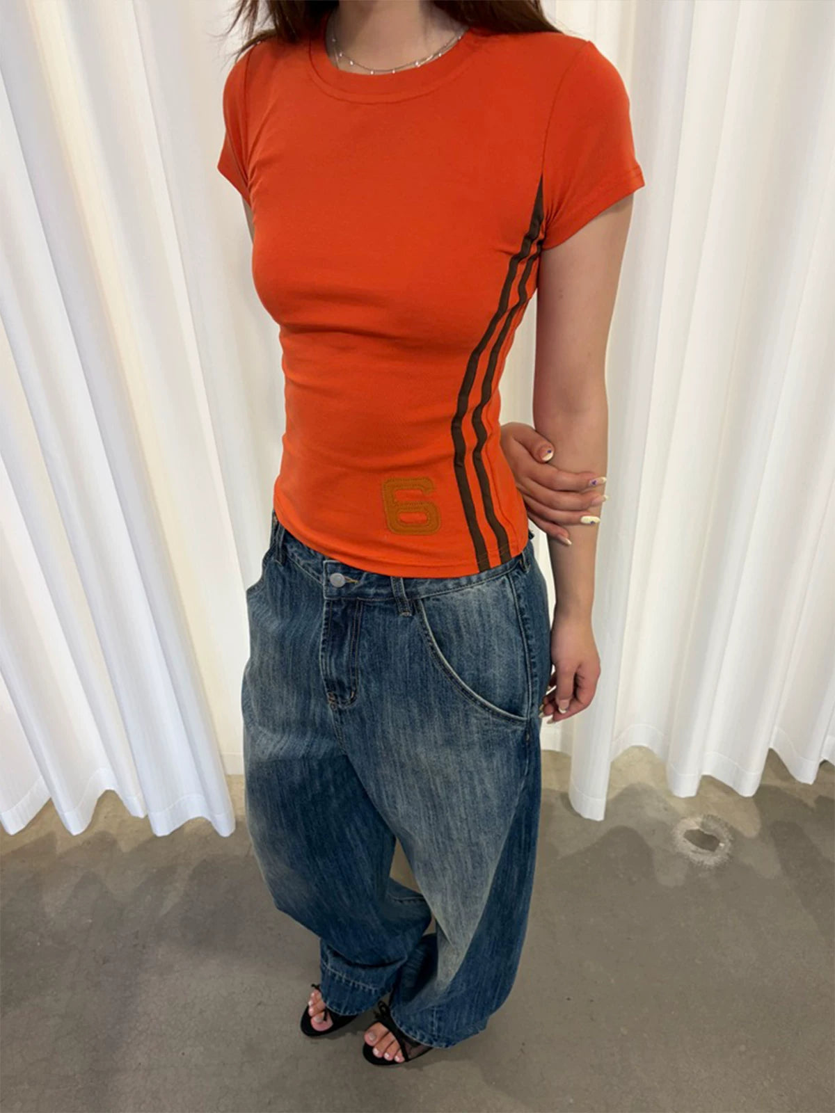 InsGale Retro Digital Patch Slim Tee