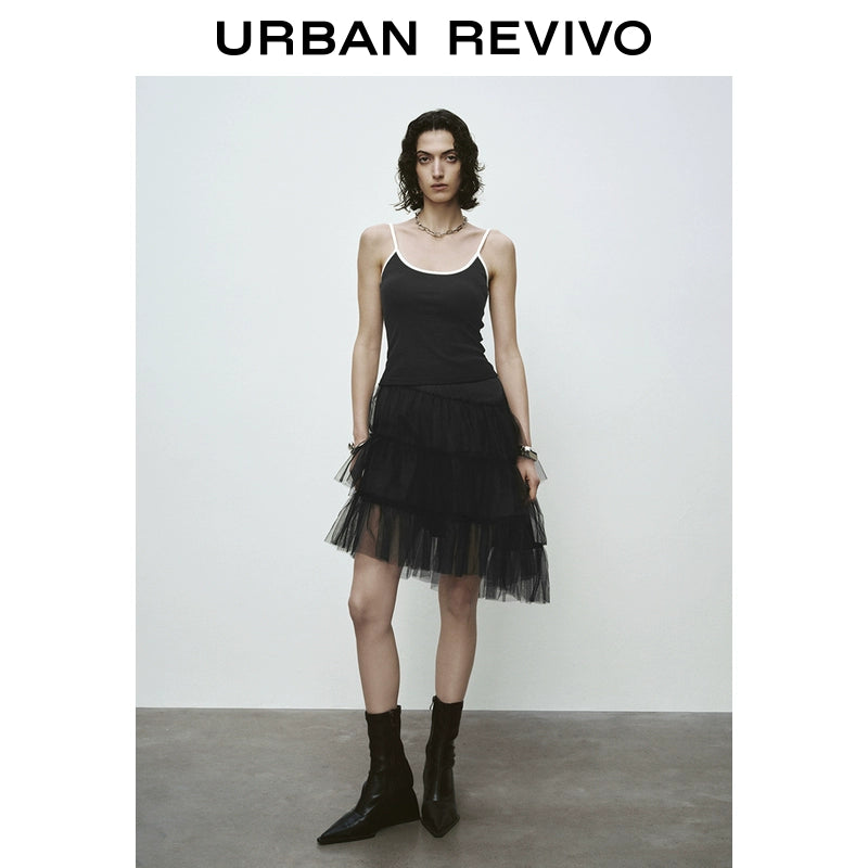 URBAN REVIVO Contrasting Splicing Slim Skinny Vest