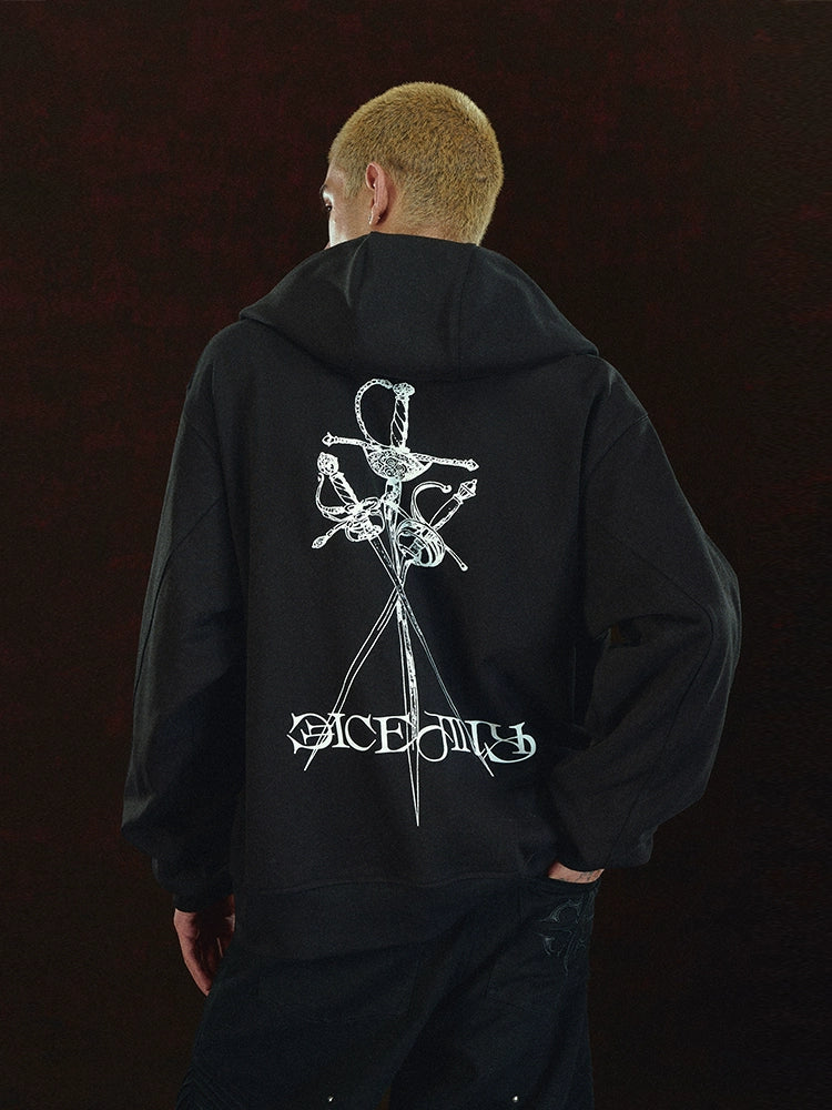 DICETINY Loose Casual Knitted Printed Cardigan Jacket