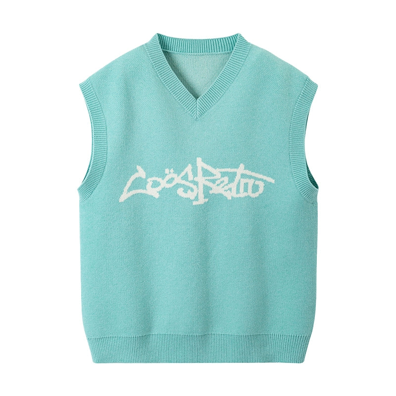 CoosRetro College Style Knitted V-Neck Sweater