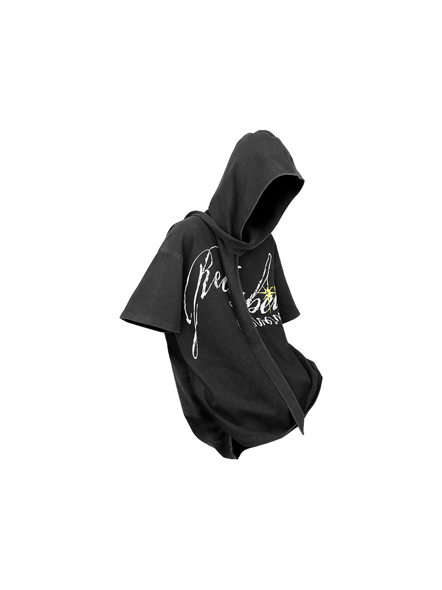 RELABEL Removable Hood Round Neck Casual Tee