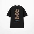 404MOB Leopard Print Alphabet Embroidered Round Neck Versatile Tee