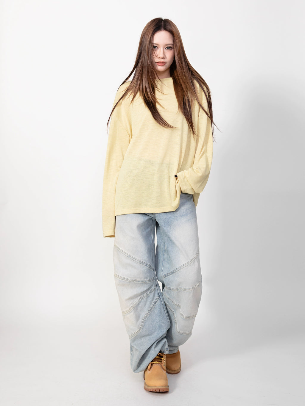 RHOMEHOUSE Lazy Loose Crew Neck Long Sleeves