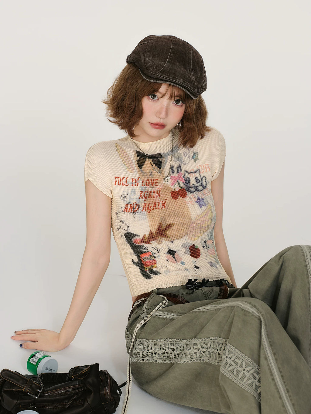 Girlyhalo Vintage Short Slim Fit Tee