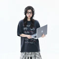 Zuocisankon Retro Fun Print Crew Neck Tee