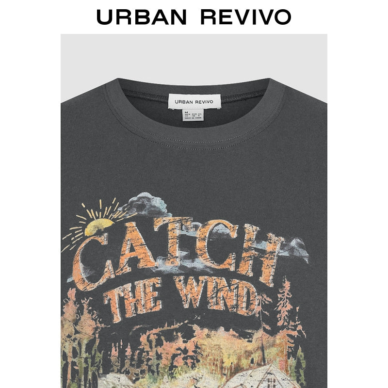 URBAN REVIVO Luli Retro Printed Crew Neck Tee