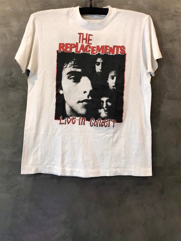 UPUPXIA Retro Portrait Print Made Old Loose Tee