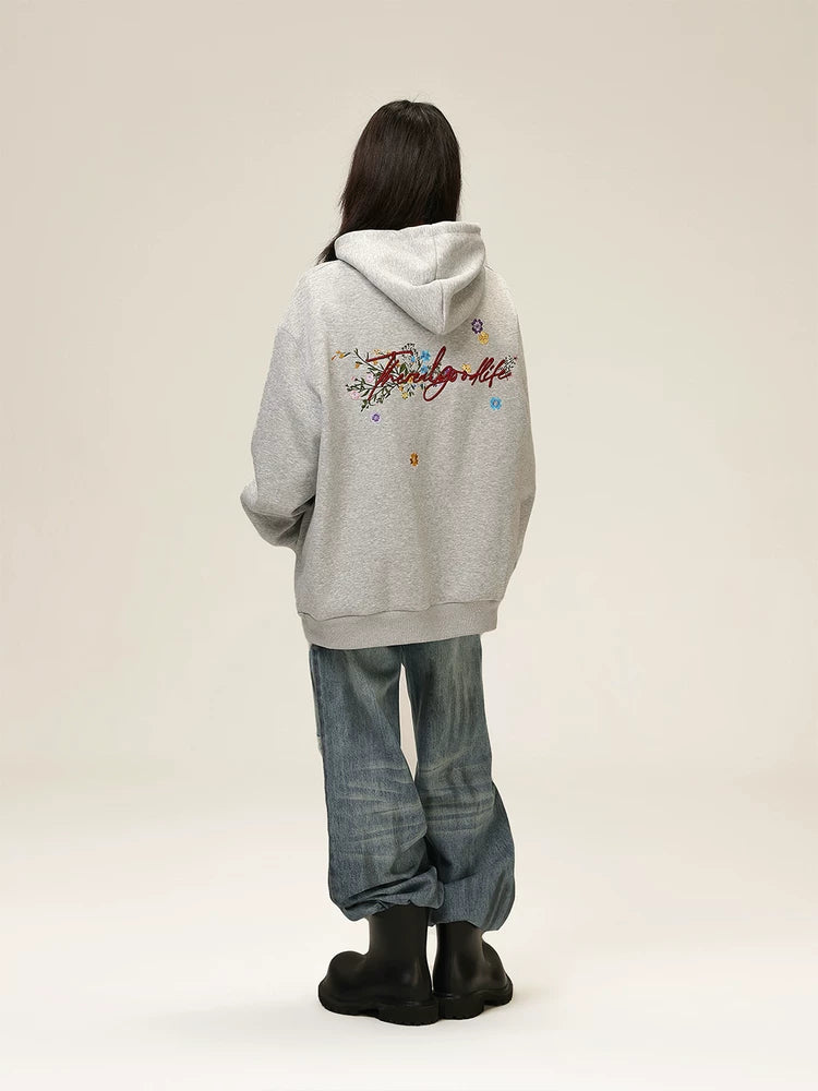 AceStudios Three-dimensional Embroidered Floral Hooded Sweater