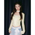 Imone Vintage Lace Bow Square Neck Long Sleeve