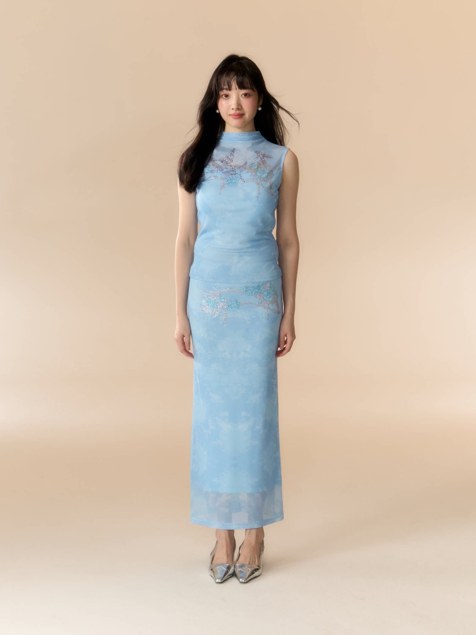 LOUMUTAKU Hot Diamond Mesh Dress