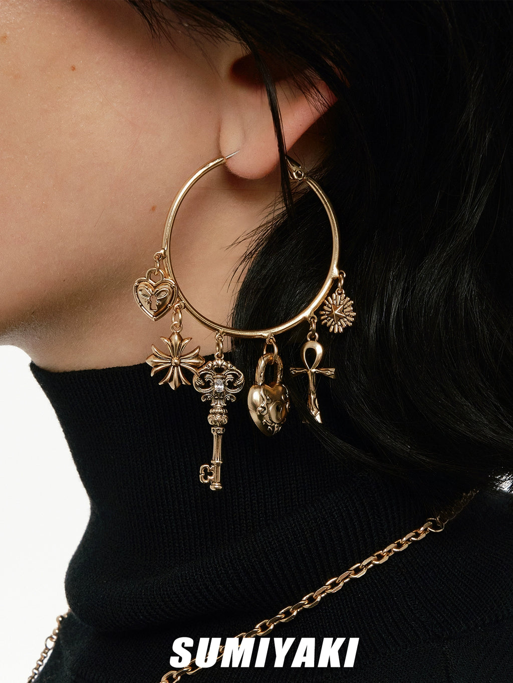 SUMIYAKI Retro Key Love Earrings
