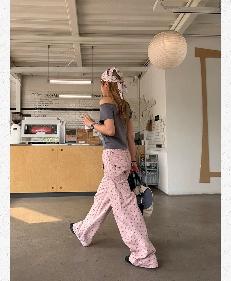 CCYE Floral Straight Versatile Drape Casual Pants
