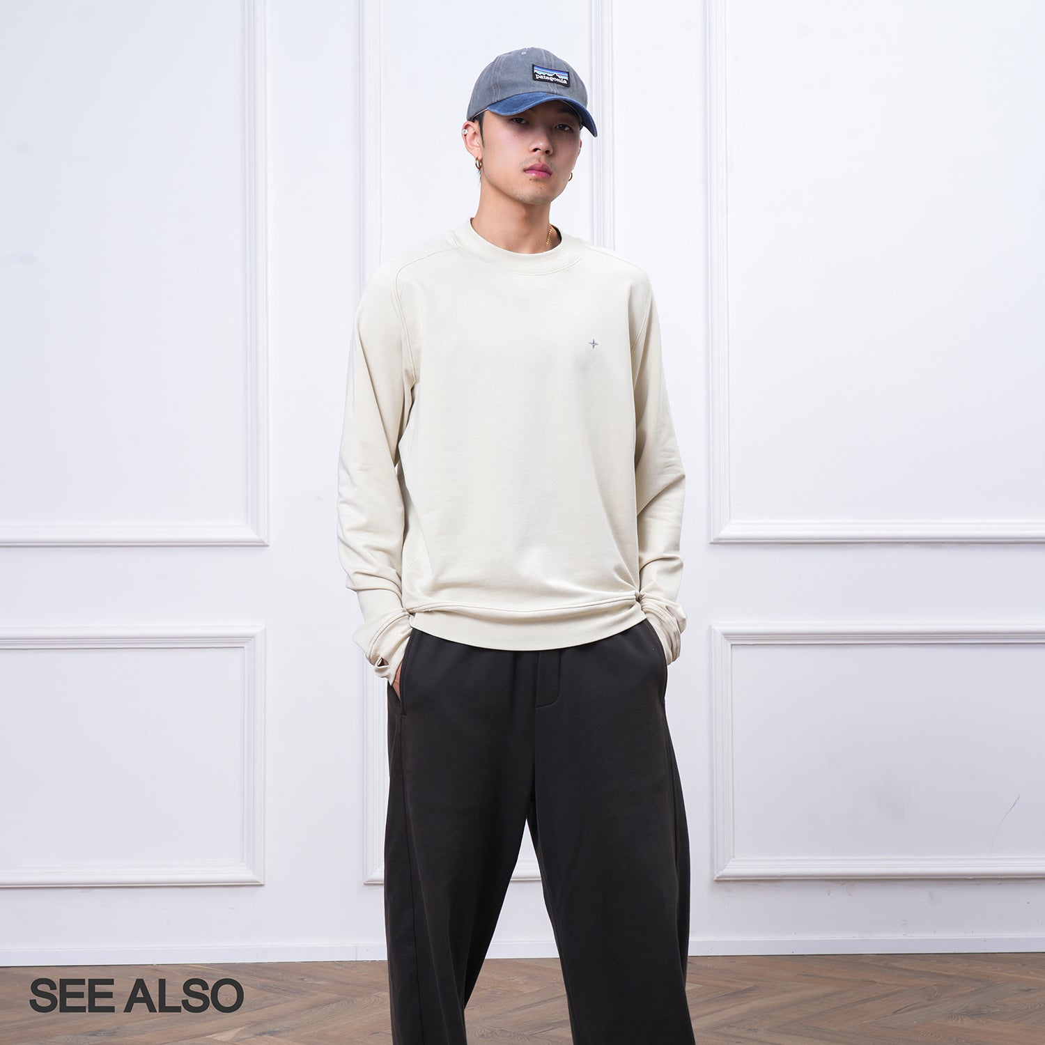 SEE ALSO "Star Series!" Polaris Modal custom fabric crew neck sweater SA062