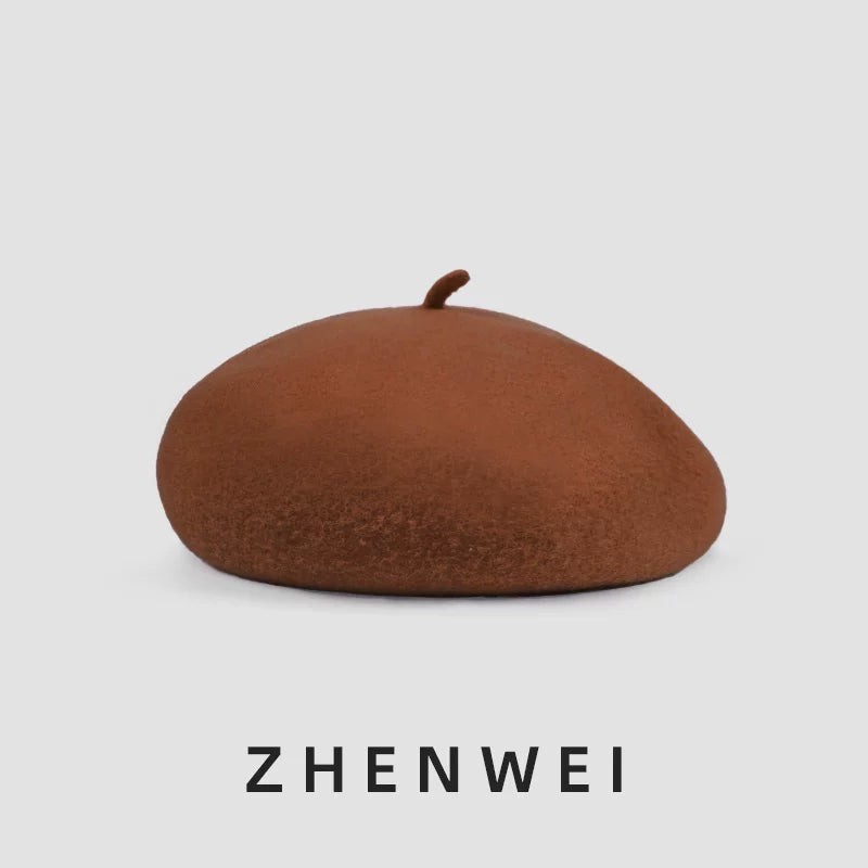 ZHENWEI Cloud Woolen Pure Wool Beret