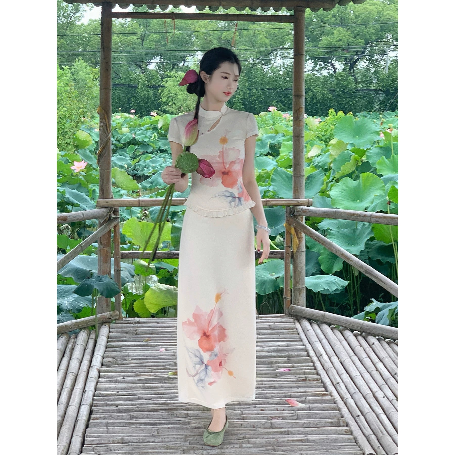 ZIHE Ruffle Edge Knitted Skirt