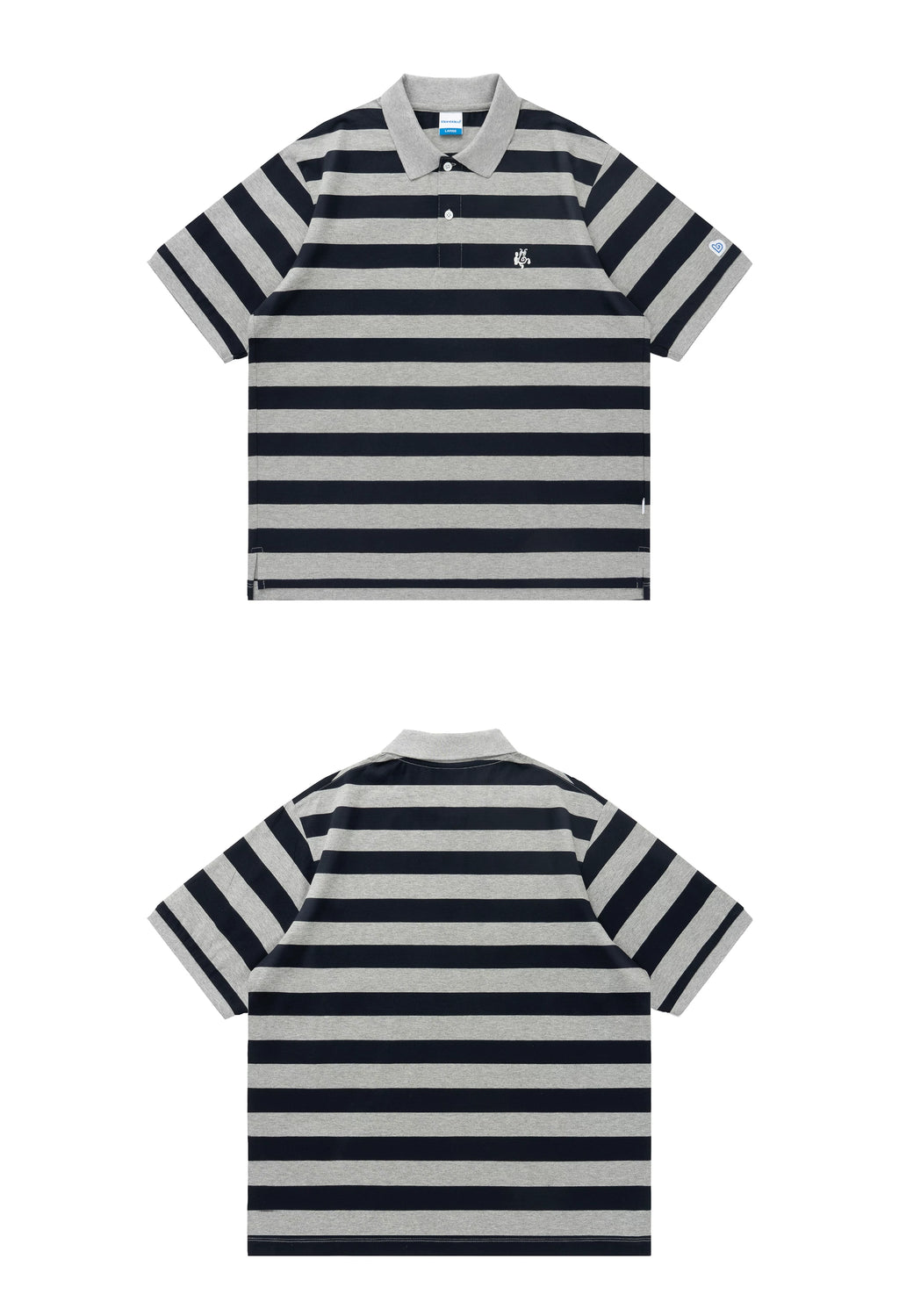 BENT IDEA Wide Stripe Embroidered Polo Shirt Tee