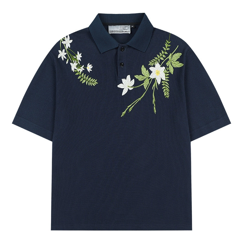 Harshandcruel 2025 neutral plant 10,000-needle embroidered Polo Shirt