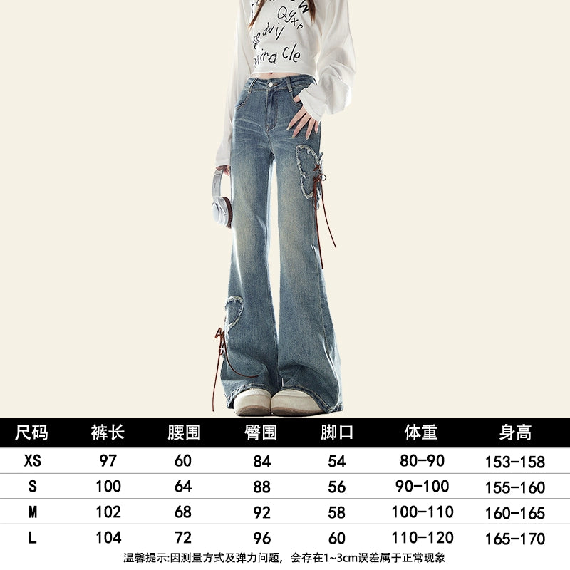 Zrsee Bow Strap Slightly Pulled Jeans