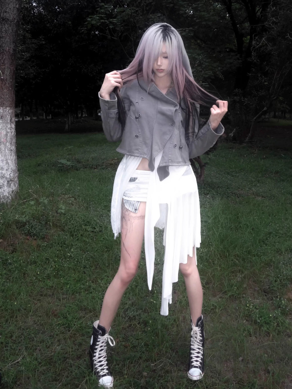 Imdelusion Washed Old Drawstring Adjustable Stacking Slim Hooded Thermal Sweater