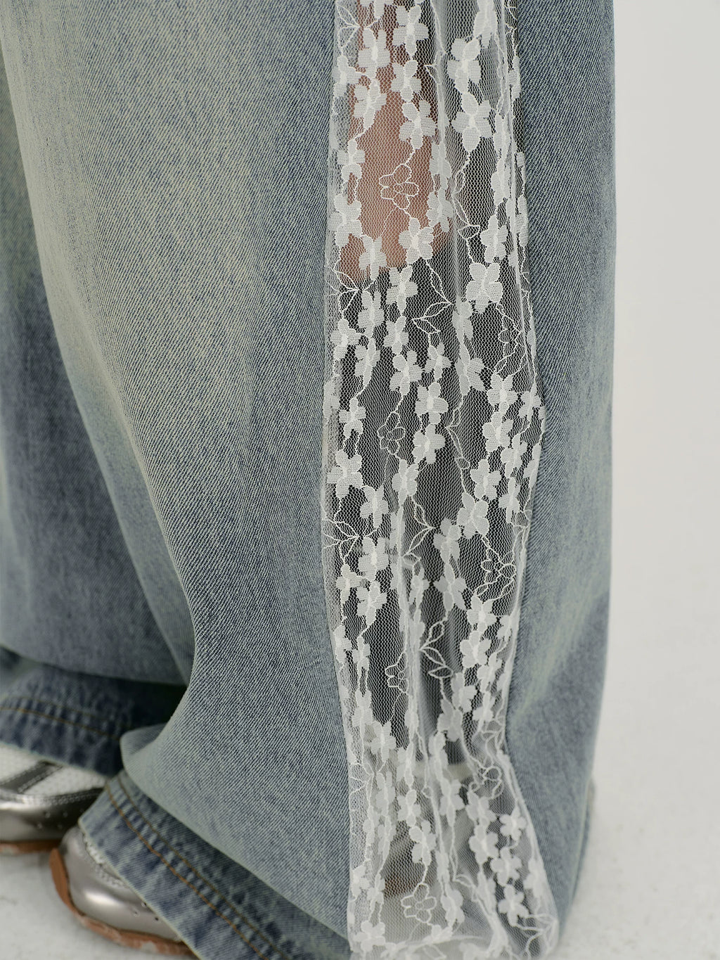 Girlyhalo Vintage Lace Patchwork Wide Leg Jeans