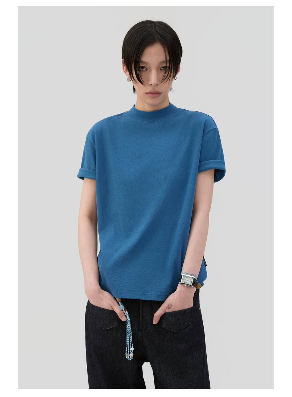 Sameuoo Small Turtleneck Simple Versatile Tee