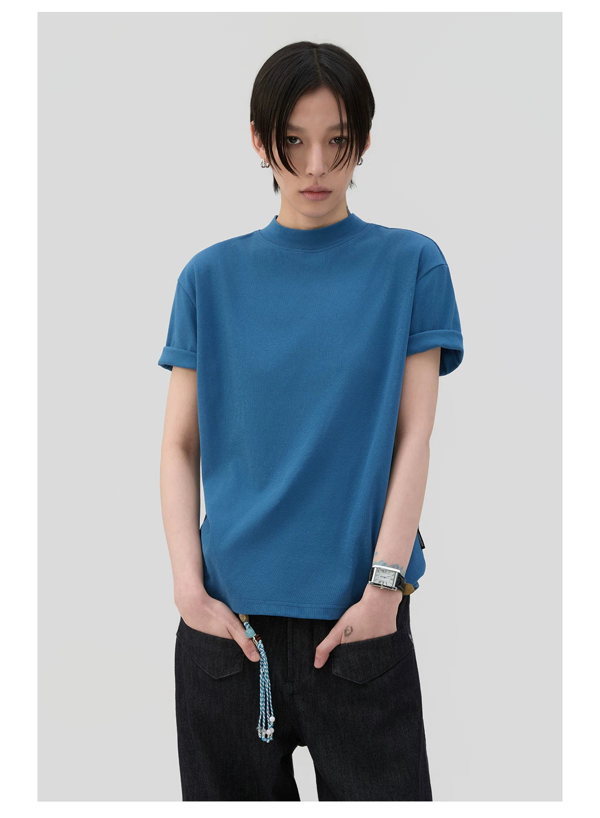 Sameuoo Small Turtleneck Simple Versatile Tee