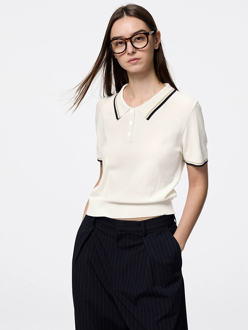 GU Striped Lightweight POLO Knitted Sweater