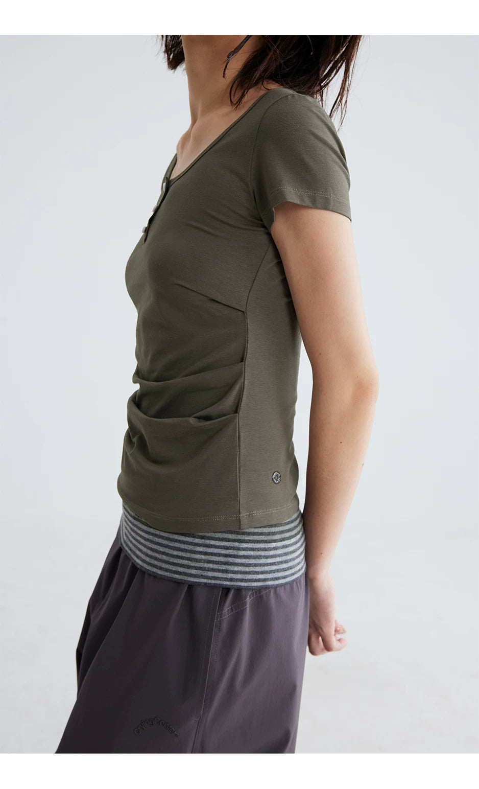 CryingCenter Round Neck Pleated Tee