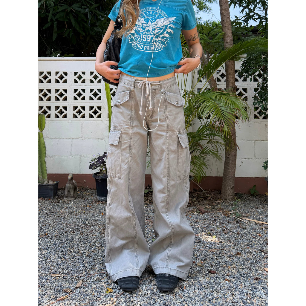 CCYE Multi-pocket Straight-leg Low-rise Overalls