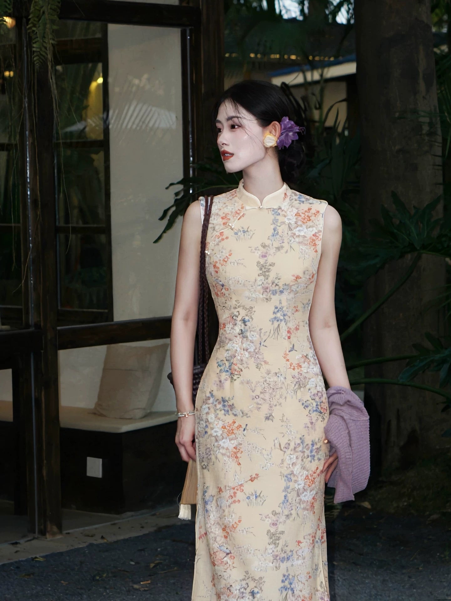 ZIHE Floral Sleeveless Slim-fit Dress