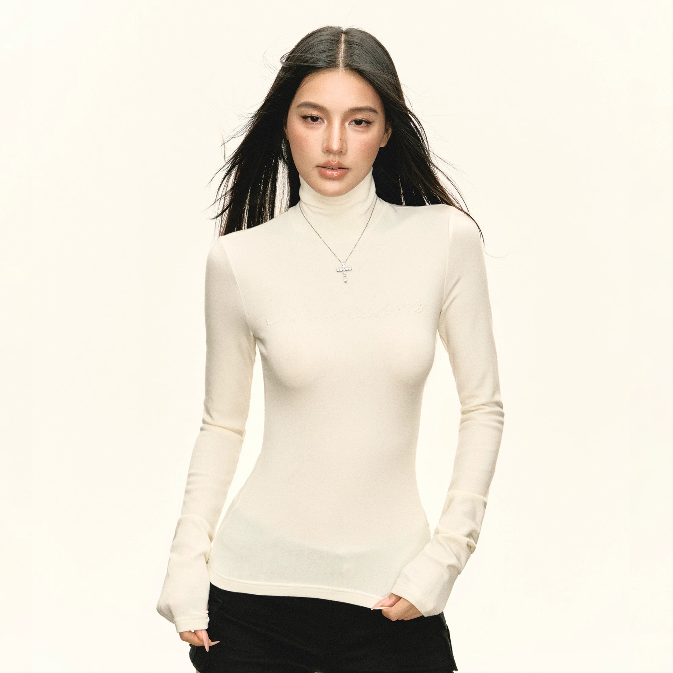 Ariseism Vintage Slim Fit Half Turtleneck Hot Diamond Long Sleeves