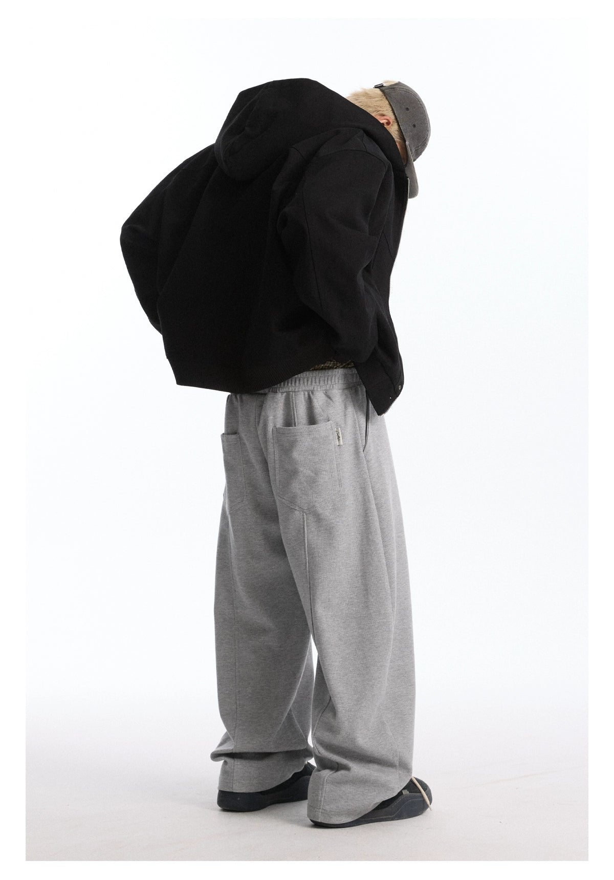 CoosRetro Double Waist Fake Two-Piece Plaid Scimitar Sweatpants