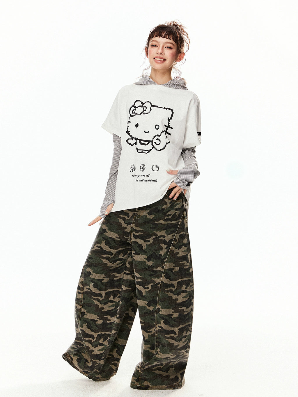 EZEK Cat Print Irregular Loose Tee