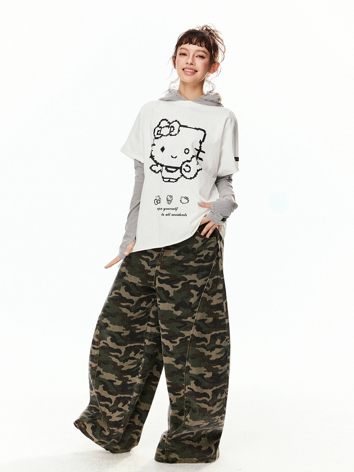EZEK Cat Print Irregular Loose Tee