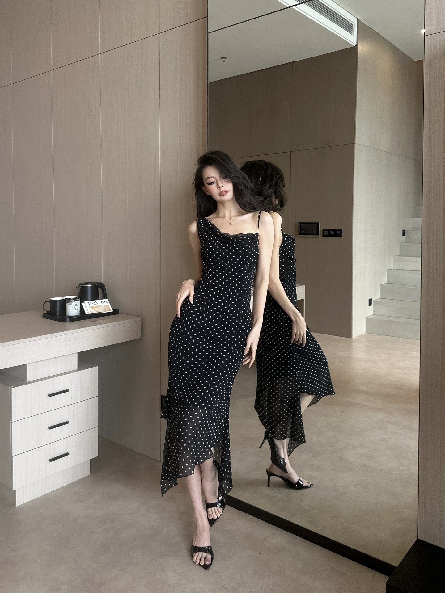 LLROGE Polka Dot Suspender Dress