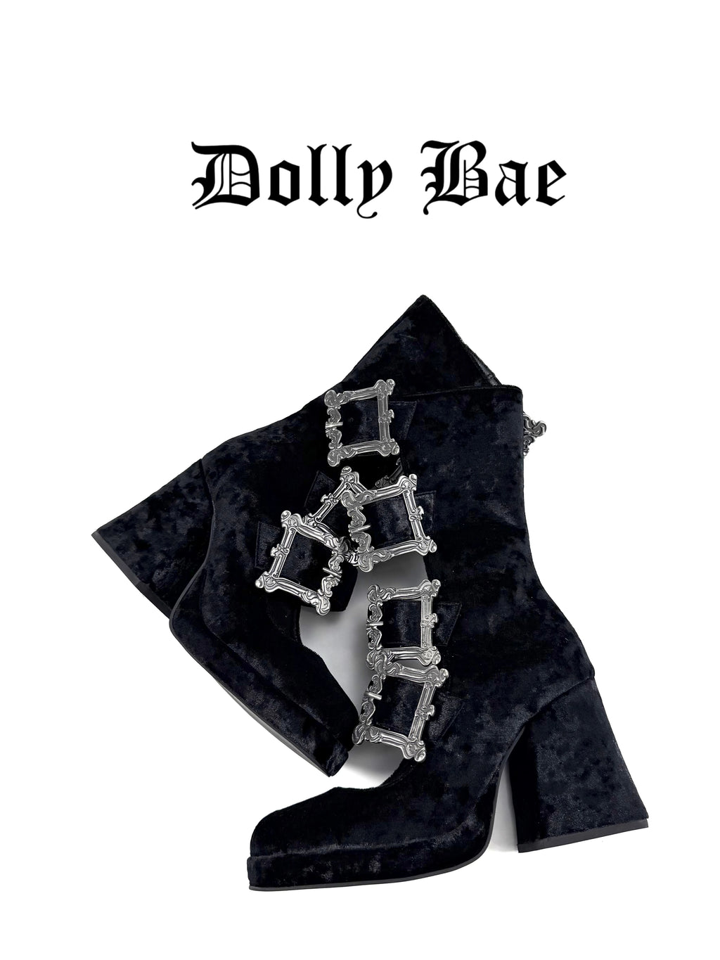 Dollybae Carved Square Buckle Hollow Skinny Boots