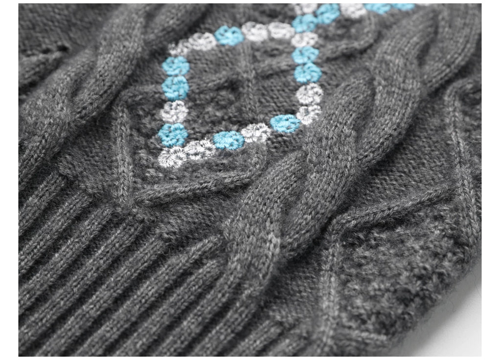 EIGHTHMONTH Jacquard V-neck Knitted Sweater