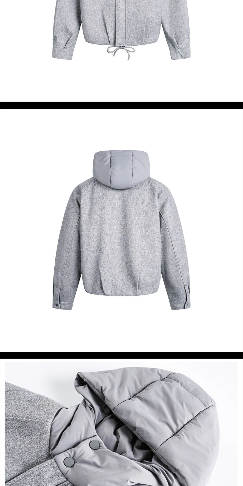 Zuocisankon Classy Hooded Woolen Cotton Jacket